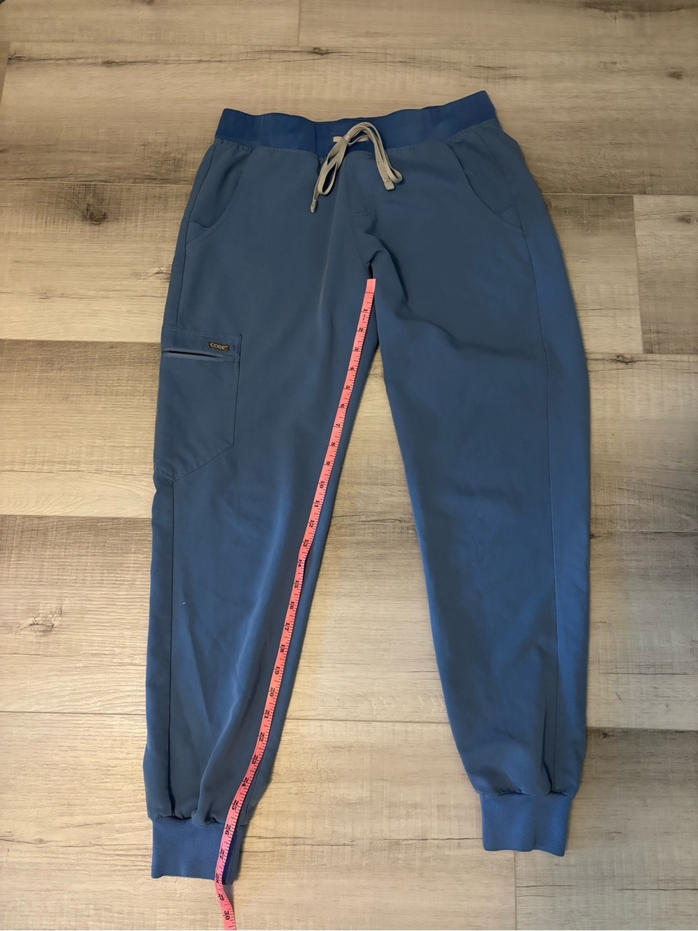 Code Happy Jogger Scrub Pants Women’s Medium Blue Stretch Medical Uniform - Picture 7 of 10